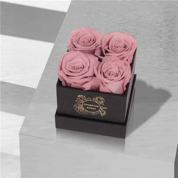 4-Piece Preserved Roses in a Box, Preserved Flowers, Roses Gift for Her, Dusty - Picture 3 of 7